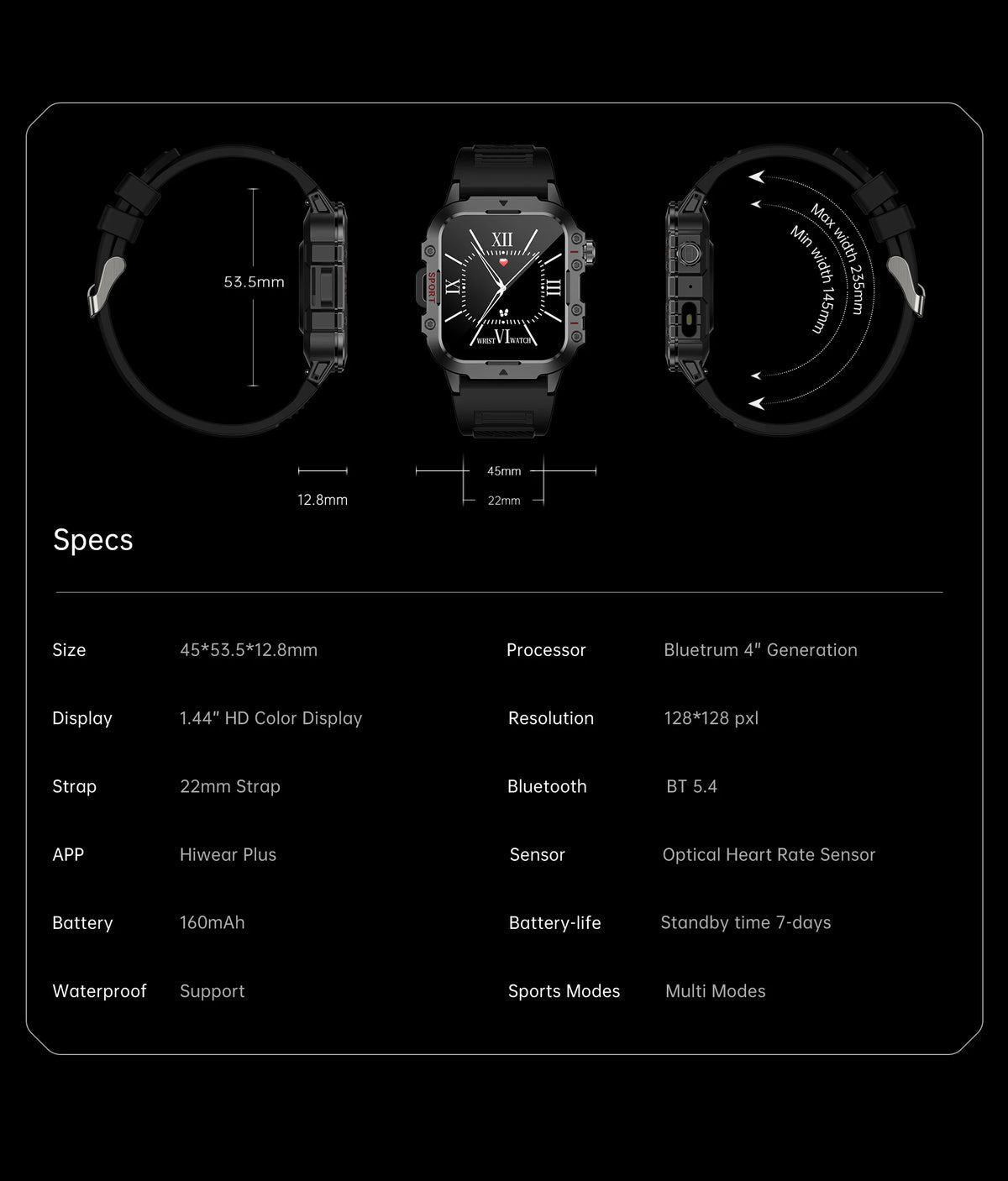 2024 Smart Watch Android Phone 1.44'' Inch Color Screen Bluetooth Call Blood Oxygen/Pressure Monitoring Smart Watch Women Men