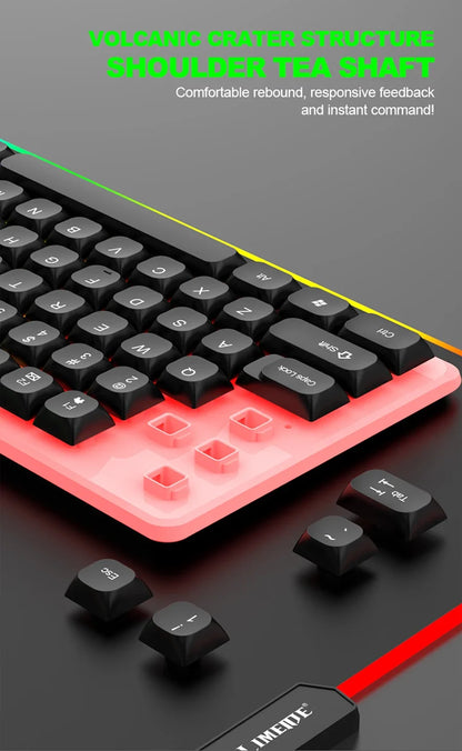 GTX350 Gaming Keyboard Mouse Combos Computer Laptop Backlight Gamer Kit LED Wired Usb Keyboard GTX350 Set-Black