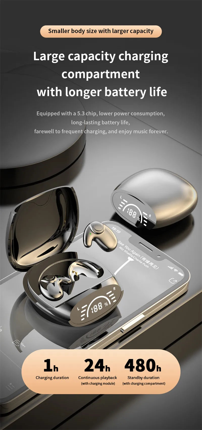 Invisible Earbuds Sleep Headphones Bluetooth 5.3 Noise Reduction Earbuds TWS Wireless Headsets Sport Stereo Earphones for Phone